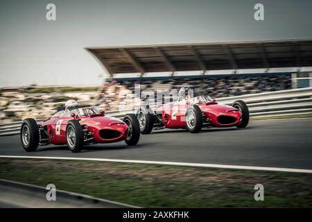 Ferrari 156 'Sharknose' Grand-Prix-Rennfahrer auf der Rennstrecke in Zandvoort Stockfoto