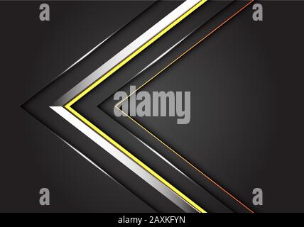 Abstrakte Silber gelbe Linie Pfeil Richtung auf dunkelgrau Design moderner Luxus futuristischen Hintergrund Vector Illustration. Stock Vektor