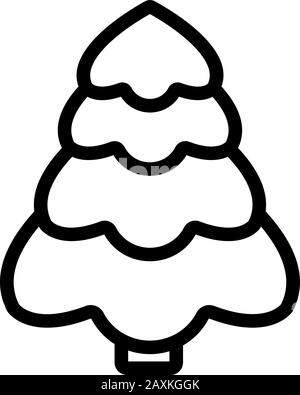 Der Symbolvektor des Weihnachtsbaums. Dünnes Linienschild. Isolierte Darstellung des Kontursymbols Stock Vektor