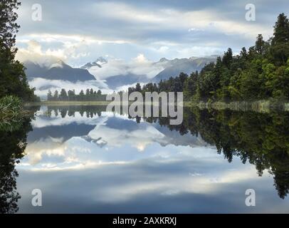 Lake Matheson, Mount Cook, Westland-Nationalpark, Westküste, Südinsel, Neuseeland Stockfoto