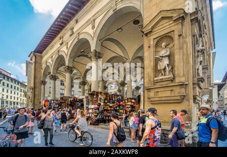 Mercato del Porcellino, ein überdachter Markt im Zentrum des mittelalterlichen Florenz, der Toskana, Italien Stockfoto