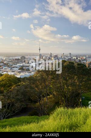 Blick vom Mount Eden über Auckland, Nordinsel, Neuseeland, Oceania Stockfoto