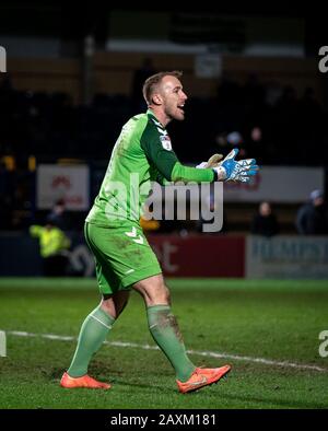 High Wycombe, Großbritannien. Februar 2020. Torhüter Alex Cairns von Fleetwood Town beim Spiel der Sky Bet League 1 zwischen Wycombe Wanderers und Fleetwood Town im Adams Park, High Wycombe, England am 11. Februar 2020. Foto von Andy Rowland. Kredit: Prime Media Images/Alamy Live News Stockfoto