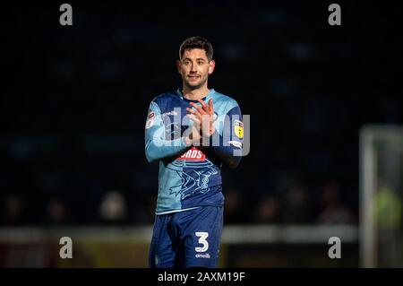 High Wycombe, Großbritannien. Februar 2020. Joe Jacobson von Wycombe Wanderers während des Sky Bet League 1 Spiels zwischen Wycombe Wanderers und Fleetwood Town im Adams Park, High Wycombe, England am 11. Februar 2020. Foto von Andy Rowland. Kredit: Prime Media Images/Alamy Live News Stockfoto