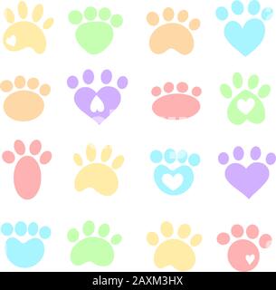 Eine Niedliche Kollektion Von Silhouettendrucken Wie Cut oder Dog Cartoon Illustration Vector Style, Einige Mit Herz Stock Vektor