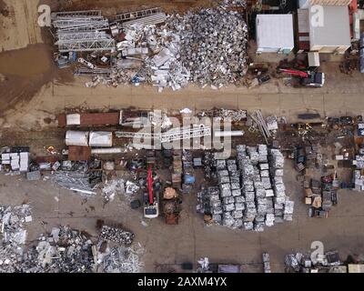 Metallschrottplatz Recycling-Drohnenansicht, Cincinnati, Ohio Stockfoto