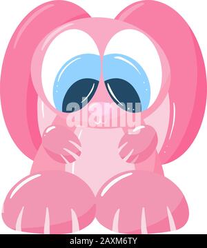 Ein Süßer Cartoon Bunny Rabbit Charakter für Ostern oder Kindergeschichte Stock Vektor