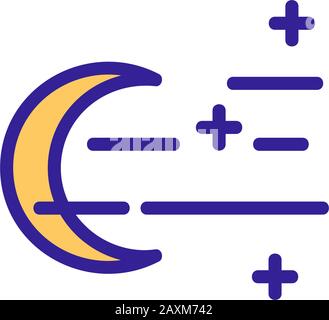 Vektorgrafiken für Nachtsymbole. Dünnes Linienschild. Isolierte Darstellung des Kontursymbols Stock Vektor