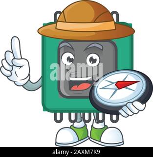 Ein Zeichentrickdesign mit RAM-Explorer und Kompass Stock Vektor