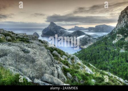 Mirador Es Colomer mit Blick auf Cap Formentor, Serra de Tramuntana, Mallorca, Balearen, Spanien Stockfoto