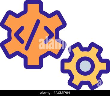 Codeprogrammierung - Symbolvektor. Dünnes Linienschild. Isolierte Darstellung des Kontursymbols Stock Vektor