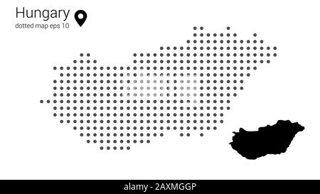 Ungarn Karte punktiert auf weißem Hintergrundvektor isoliert.Illustration für Technologiedesign oder Infografiken. Isoliert auf weißem Hintergrund. Fahrvektor . Stock Vektor
