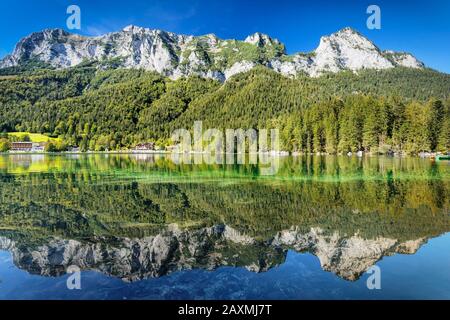 Hintersee mit Reiteralpe, Ramsau, Berchtesgadener Land, Nationalpark Berchtesgaden, Oberbayern, Deutschland Stockfoto