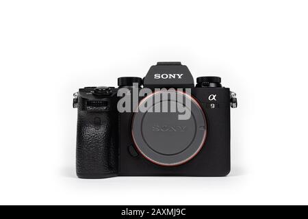 Bangkok, Thailand - 14. Juni 2019, Sony A9 (Alpha 9) Fullframe spiegellose Kamera war Thailand 2019, Bangkok, Thailand. Stockfoto