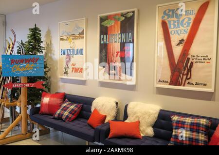 TWA Hotel Rooftop Swiss Chalet Themed Lounge am John F. Kennedy Airport in New York City, USA Stockfoto