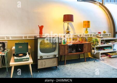 TWA Hotel 1962 Wohnzimmer Mock-up am John F. Kennedy Airport in New York City, USA Stockfoto