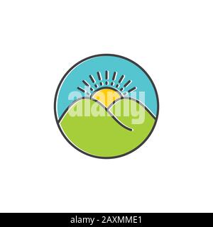 / Sunrise mountain bunte Logo Vektor Stock Vektor