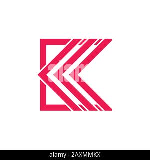 Buchstabe k Streifen geometrischer quadratischer Logo-Vektor Stock Vektor