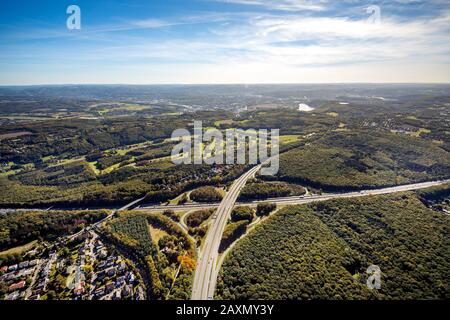Luftbild, Westhover Kreuz, A45, A1, Ruhrgebiet, Nordrhein-Westfalen, Deutschland, Europa Stockfoto