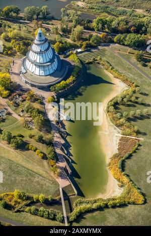 Luftaufnahmen, Jahrtausendturm in Magdeburg, Herrenkrug, Magdeburg, Sachsen-Anhalt, Deutschland Stockfoto