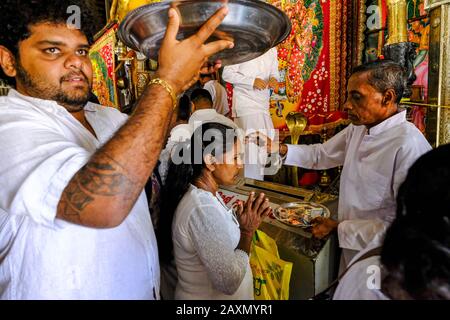 Kataragama, Sri Lanka - Januar 2020: Pilger im Maha Devale Hindu-Heiligtum am 19. Januar 2020 in Kataragama, Sri Lanka. Stockfoto