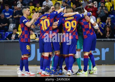 Barcelona, Spanien. Februar 2020. Spieler des FC Barcelona im Einsatz während des Futsal-Spiels der spanischen Copa del Rey zwischen dem FC Barcelona Lassa und Pescados Ruben Burela in Palau Blaugrana am 12. Februar 2020 in Barcelona, Spanien. Credit: Dax/ESPA/Alamy Live News Stockfoto