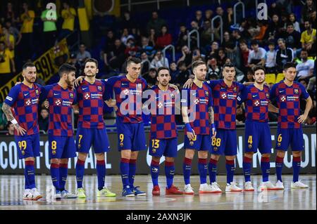 Barcelona, Spanien. Februar 2020. Spieler des FC Barcelona im Einsatz während des Futsal-Spiels der spanischen Copa del Rey zwischen dem FC Barcelona Lassa und Pescados Ruben Burela in Palau Blaugrana am 12. Februar 2020 in Barcelona, Spanien. Credit: Dax/ESPA/Alamy Live News Stockfoto