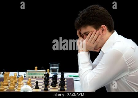 Prag, Tschechien. Februar 2020. Jan KRZYSTOF DUDA aus Polen spielt Schach beim Internationalen Schach- und Spielfestival Czech Open 2019 in Prag, Tschechien, 12. Februar 2020. Kredit: Katerina Sulova/CTK Foto/Alamy Live News Stockfoto