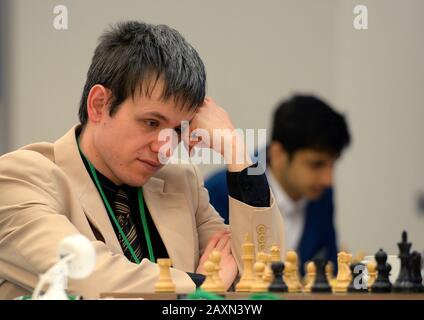 Prag, Tschechien. Februar 2020. Der Tscheche DAVID NAVARA spielt Schach beim Internationalen Schach- und Spielfestival Czech Open 2019 in Prag, Tschechien, 12. Februar 2020. Kredit: Katerina Sulova/CTK Foto/Alamy Live News Stockfoto