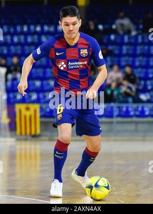 Barcelona, Spanien. Februar 2020. Daniel Shiraishi vom FC Barcelona im Einsatz während des Futsal-Spiels der spanischen Copa del Rey zwischen dem FC Barcelona Lassa und Pescados Ruben Burela in Palau Blaugrana am 12. Februar 2020 in Barcelona, Spanien. Credit: Dax/ESPA/Alamy Live News Stockfoto