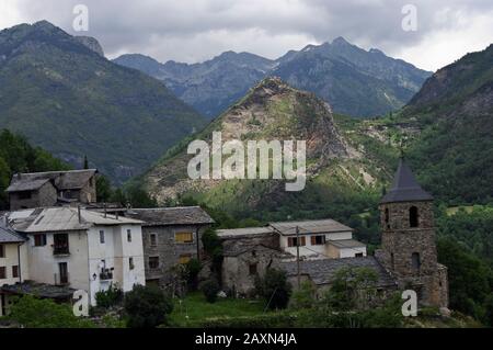 Dorf Vilanova in den aragonischen Pyrenäen Huesca Spanien. Stockfoto