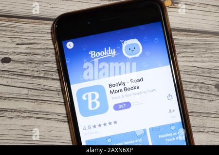 Los Angeles, Kalifornien, USA - 12. Februar 2020: Bookly App Store Page Close Up , Illustrative Editorial Stockfoto