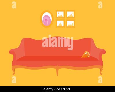 Ein helles Märchenzimmer mit Sofa Stock Vektor