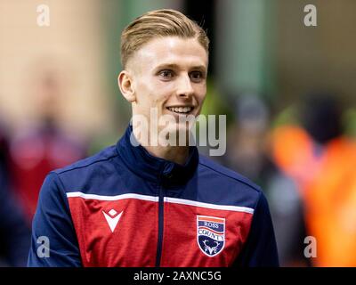 Easter Road, Edinburgh, Großbritannien. Februar 2020. Scottish Premiership Football, Hibernian versus Ross County; Ex Hibs Stürmer Oli Shaw von Ross County kommt für das Spiel Credit: Action Plus Sports/Alamy Live News Stockfoto