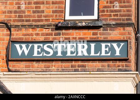 Westerley Schild, Christian Care Home, Altenpflegeheim. Old People's Home in Westcliff on Sea, Southend, Essex, Großbritannien. 1 Winton Ave Stockfoto