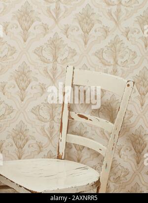 Stuhl, weißer Stuhl, Tapete, Detail Stockfoto