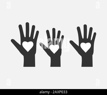 Charity, Hand, Freiwilligensymbol. Vektorgrafiken, flaches Design. Stock Vektor