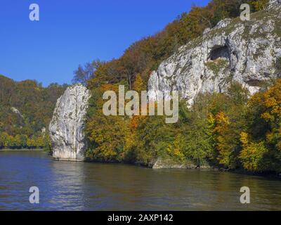 Das Donautal bei Kelheim, Niederbayern, Deutschland Stockfoto