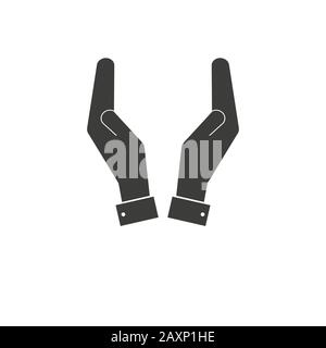 Hände, die beten. Vector Best Flat Icon, EPS10 Contour Flat Style minimales Logotyp Graphic Stroke Art Design isoliert auf weiß Stock Vektor