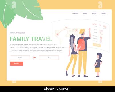 Flugtickets für Familien online buchen. Stock Vektor