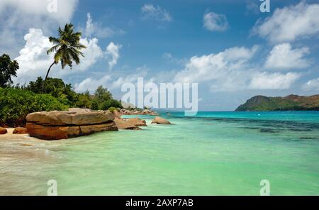 Baie Sainte Anne auf den Seychellen. Praslin Island Stockfoto