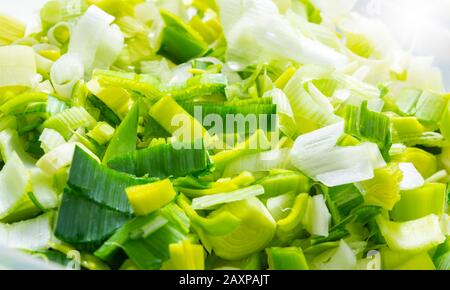 Frisch geschnittener Lauch Stockfoto