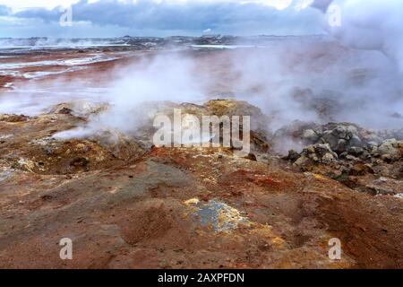 Gunnuhver Geothermie Gebiet in reykjanes Halbinsel Island Stockfoto