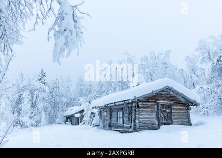 Finnland, Lappland, Muonio, Keimiöniemi, Fischerhut Stockfoto