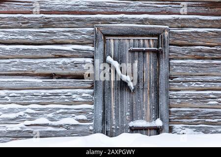 Finnland, Lappland, Muonio, Keimiöniemi, Fischerhut, Detailtür Stockfoto