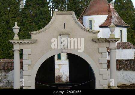 Dutch Village, Craigtoun Park, St Andrews, Fife an einem sonnigen Februartag Stockfoto