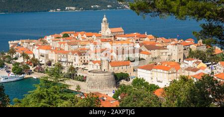 Altstadt von Korcula, Insel Korcula, kroatische Adriaküste, Dalmatien, Kroatien Stockfoto
