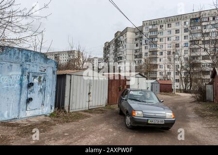 Zhytomyr-Ukraine, Siedlung für vorgefertigte Wohnungen Stockfoto