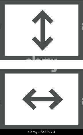 An Bildschirmsymbol anpassen, Feld mit Pfeilen, Symbol für die Vollbildansicht. Strecken oder Schrumpfen Sie vertikal oder horizontal. Darstellung des Stock-Vektors isoliert auf weiß Stock Vektor