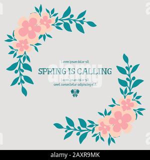 Elegantes Muster aus Blatt- und Blumenrahmen für das Design der Einladungskarte im Frühling. Vektor Stock Vektor